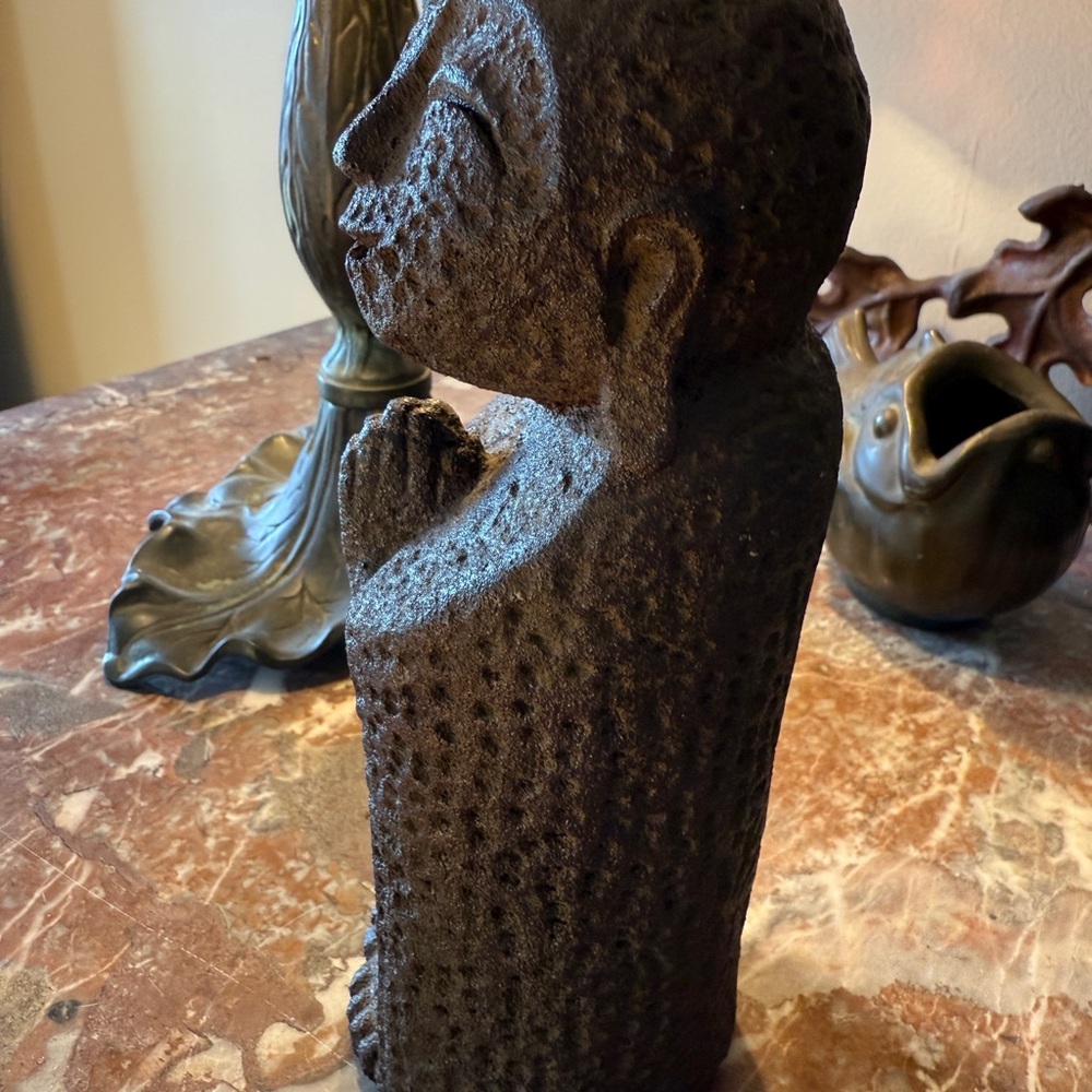 Smiling Jizo Buddha Stone Statue - Guardian of Children and Travelers - Picture 8 of 15
